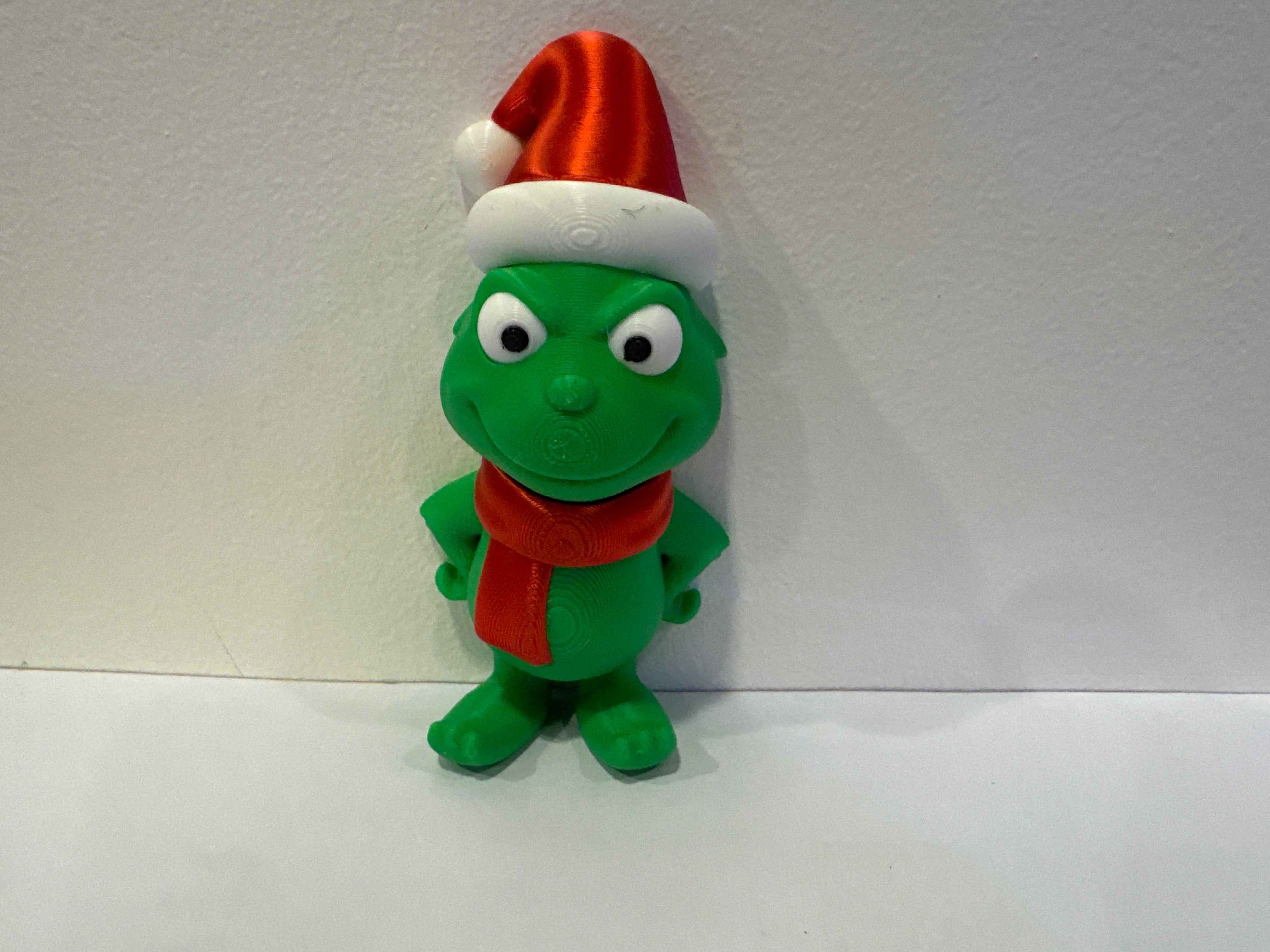 Flexi Grinch With Santa Hat - Myth & Motion by The Braysdown Workshop