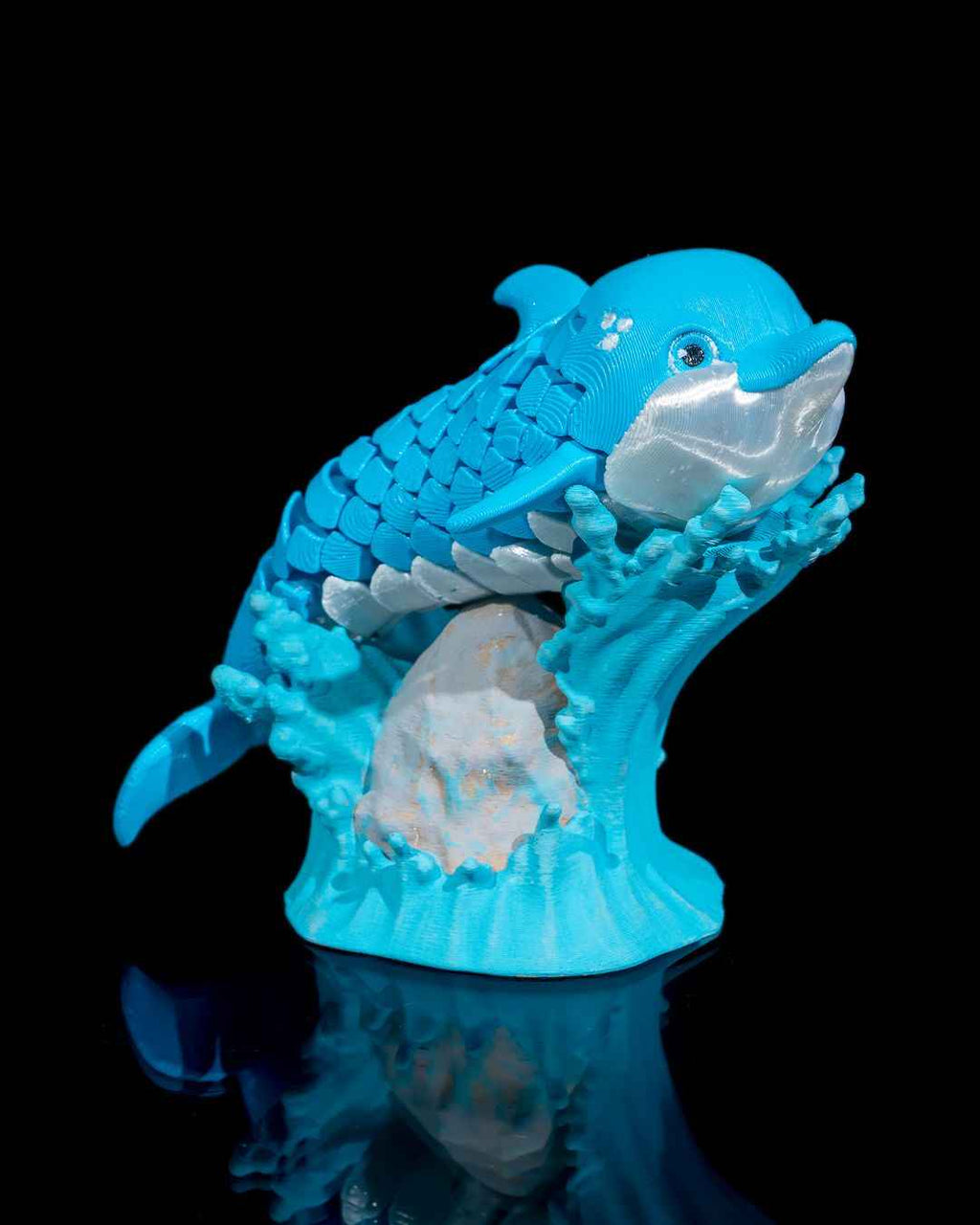 Flexi Dennis, The Dolphin Fidget toy with stand - Myth & Motion by The Braysdown Workshop