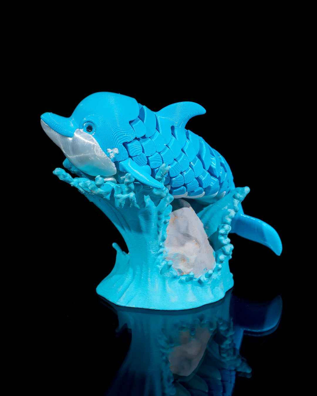 Flexi Dennis, The Dolphin Fidget toy with stand - Myth & Motion by The Braysdown Workshop