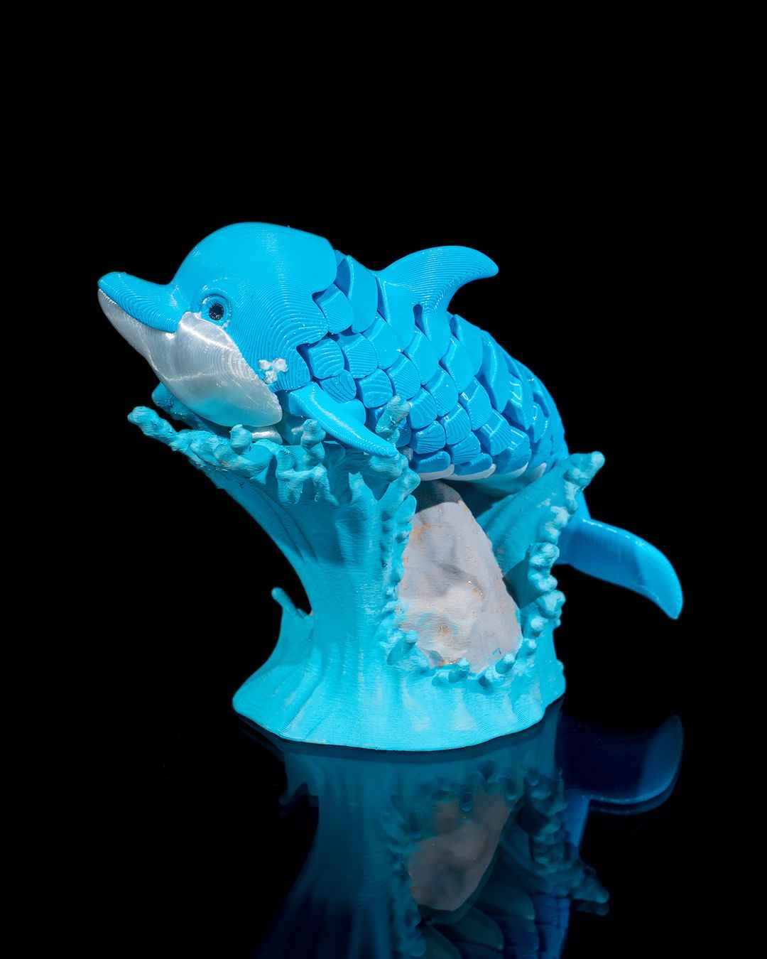 Flexi Dennis, The Dolphin Fidget toy with stand - Myth & Motion by The Braysdown Workshop