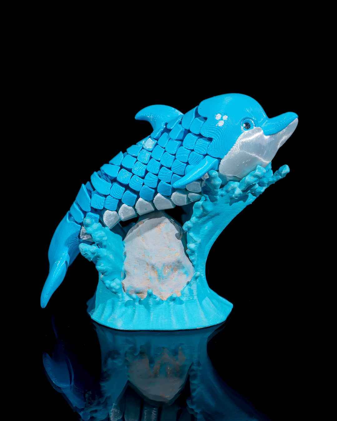 Flexi Dennis, The Dolphin Fidget toy with stand - Myth & Motion by The Braysdown Workshop