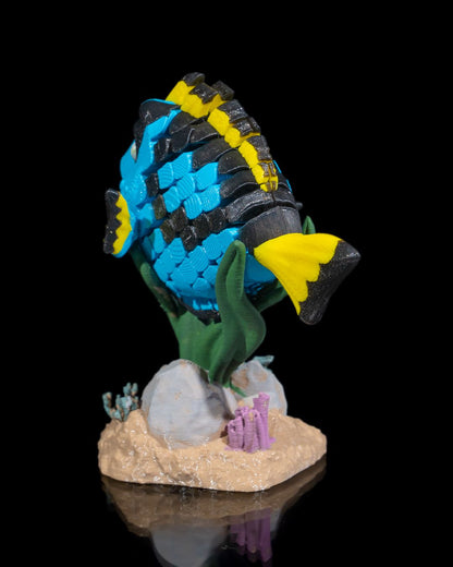 Flexi Dolores, The blue Tang fish fidget toy with stand