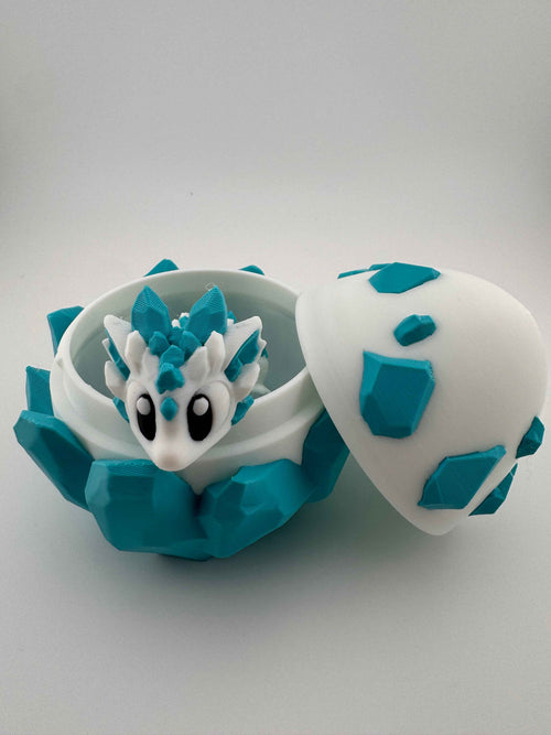Baby Crystal Dragon and matching eggs - Myth & Motion by The Braysdown Workshop