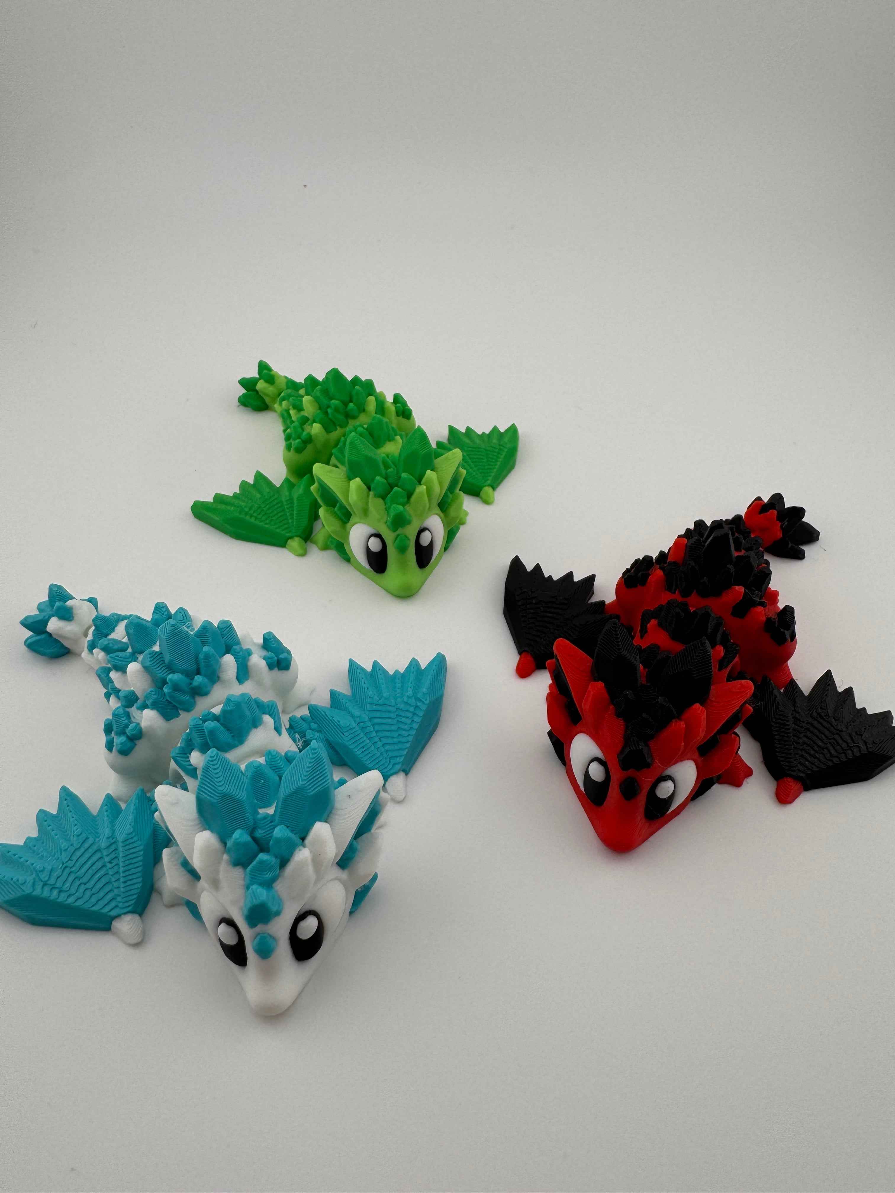 Baby Crystal Dragon and matching eggs - Myth & Motion by The Braysdown Workshop