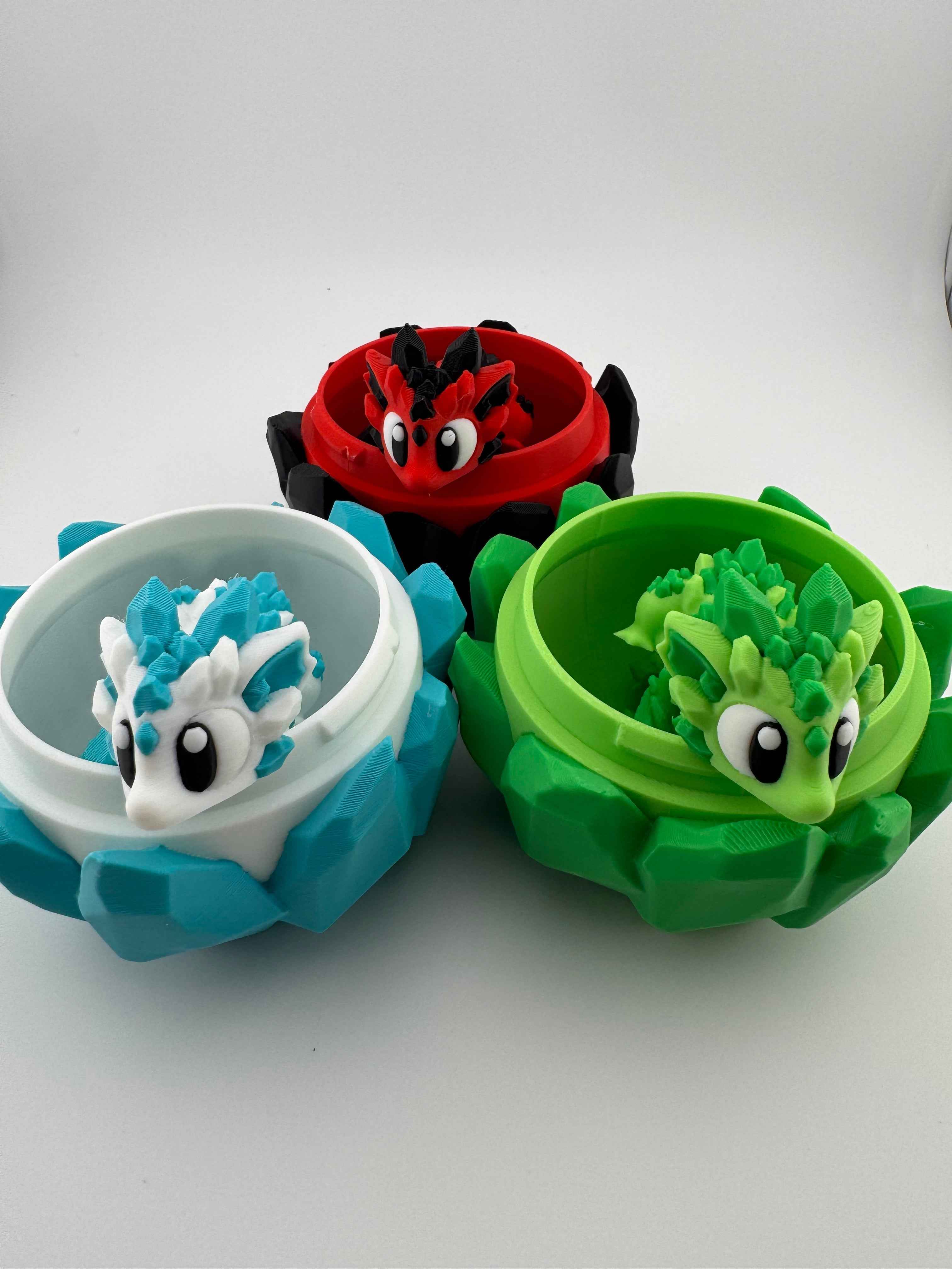 Baby Crystal Dragon and matching eggs - Myth & Motion by The Braysdown Workshop