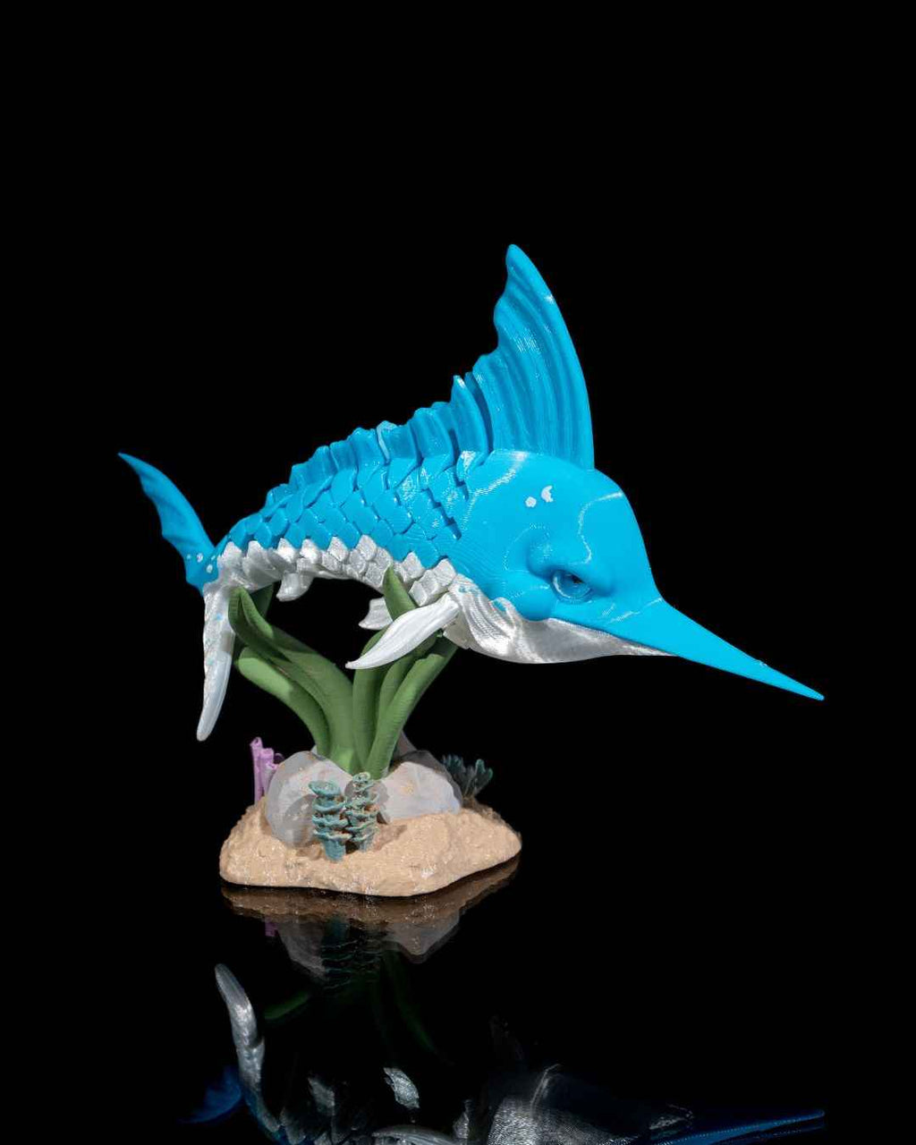 Flexi Merlin, The Marlin Fish Articulated Fidget Toy with stand - Myth & Motion by The Braysdown Workshop