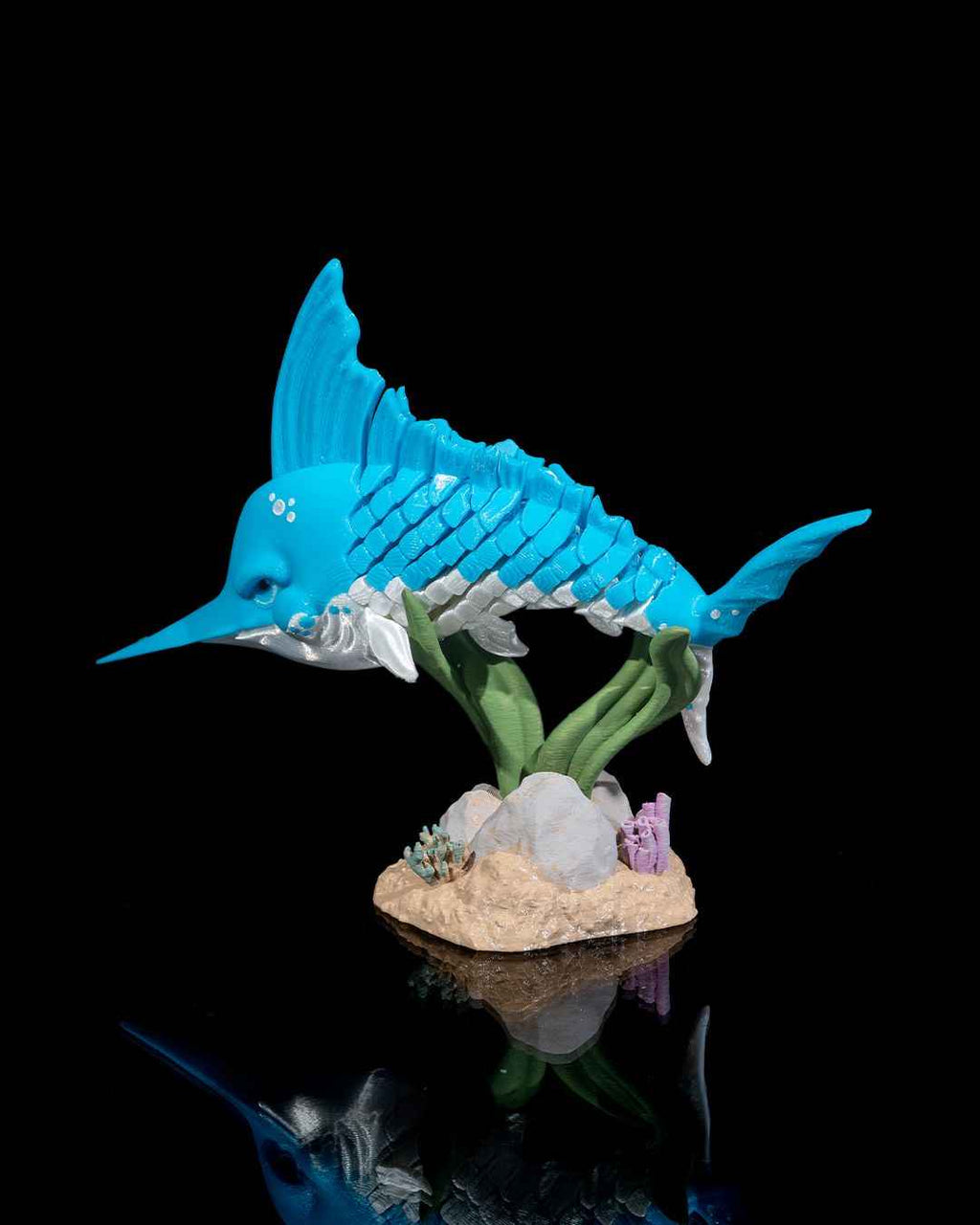 Flexi Merlin, The Marlin Fish Articulated Fidget Toy with stand - Myth & Motion by The Braysdown Workshop
