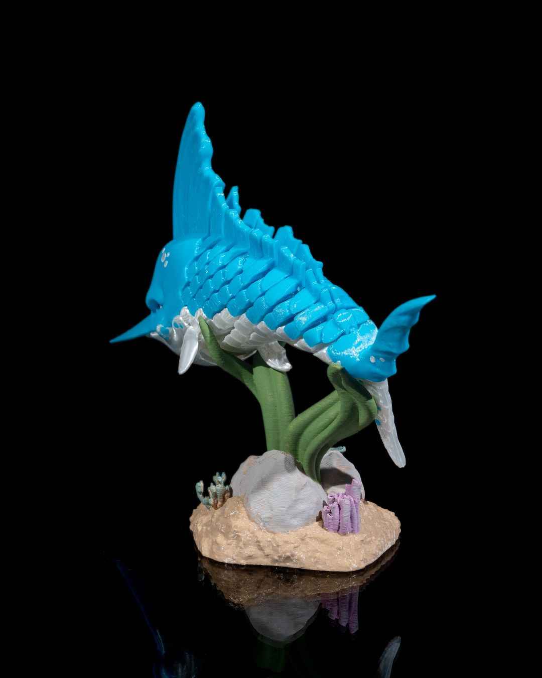 Flexi Merlin, The Marlin Fish Articulated Fidget Toy with stand - Myth & Motion by The Braysdown Workshop