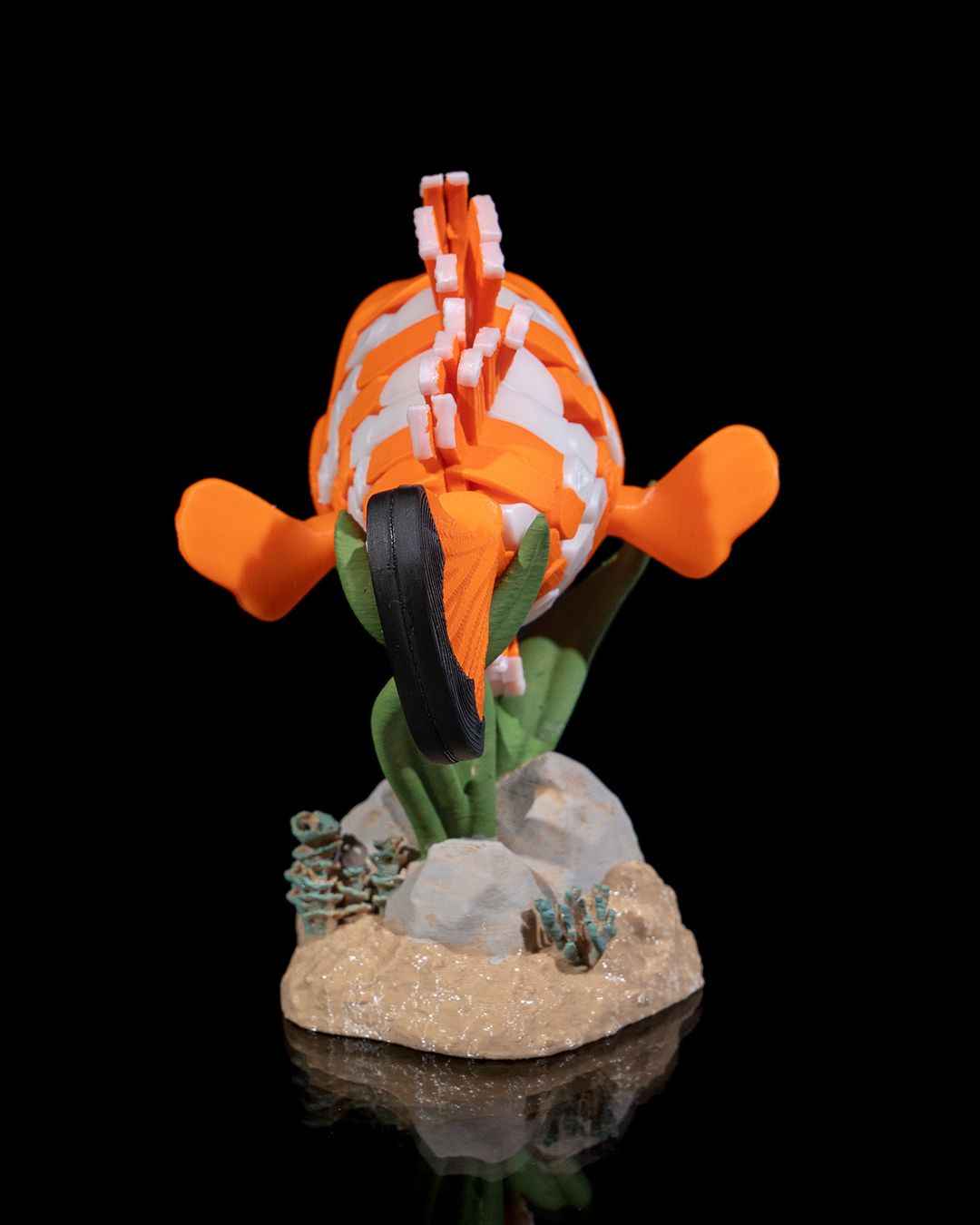 Flexi Nestor, The clownfish fidget articulated fish with stand - Myth & Motion by The Braysdown Workshop