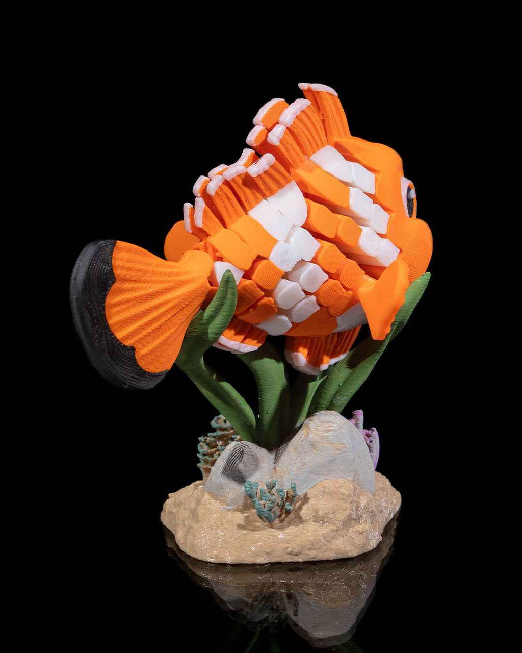 Flexi Nestor, The clownfish fidget articulated fish with stand - Myth & Motion by The Braysdown Workshop