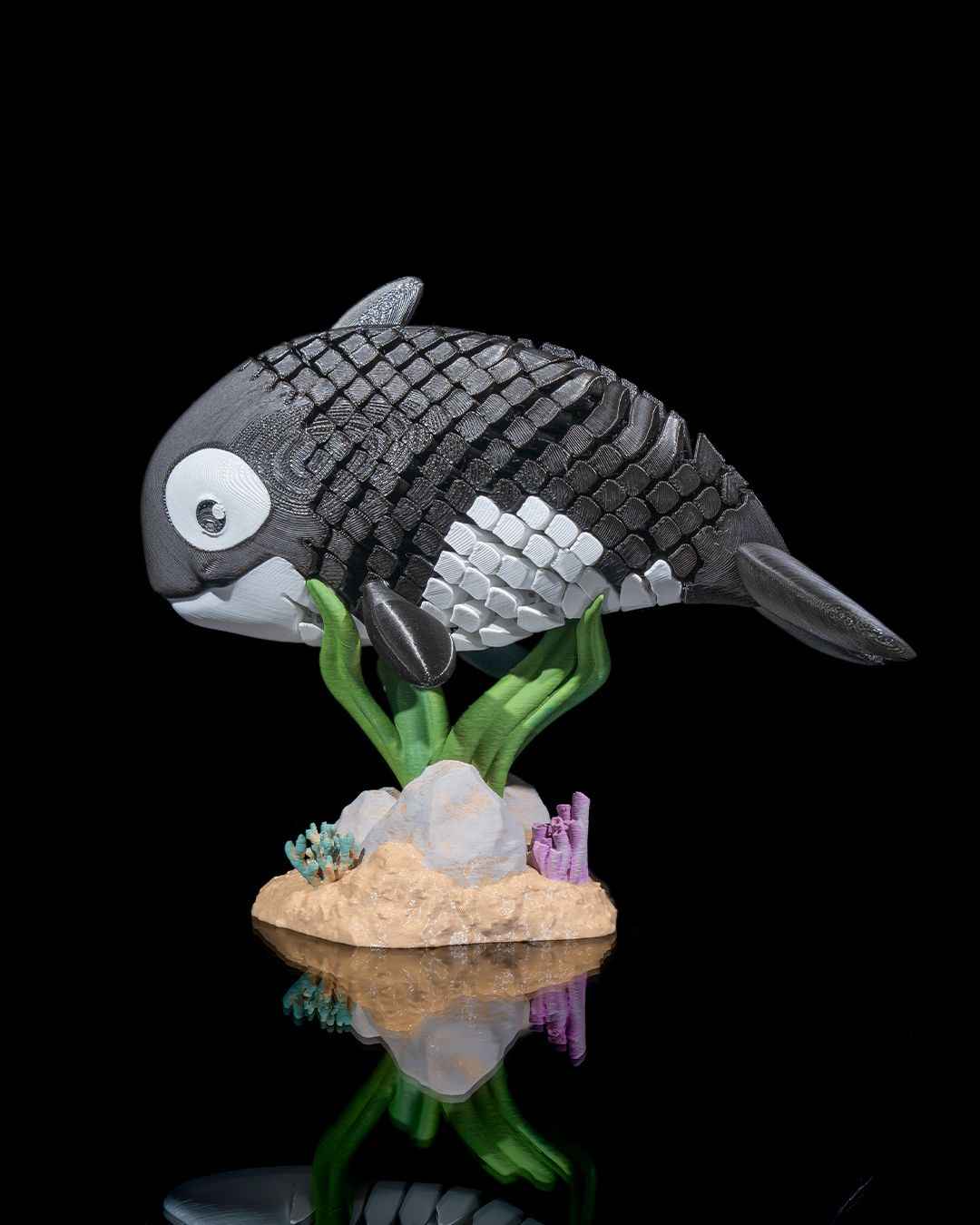 Flexi Oscar, The Orca whale fidget toy with stand - Myth & Motion by The Braysdown Workshop