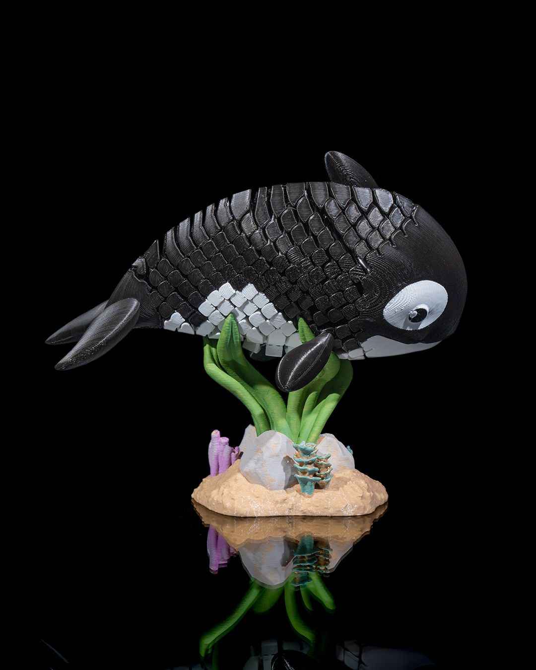 Flexi Oscar, The Orca whale fidget toy with stand - Myth & Motion by The Braysdown Workshop